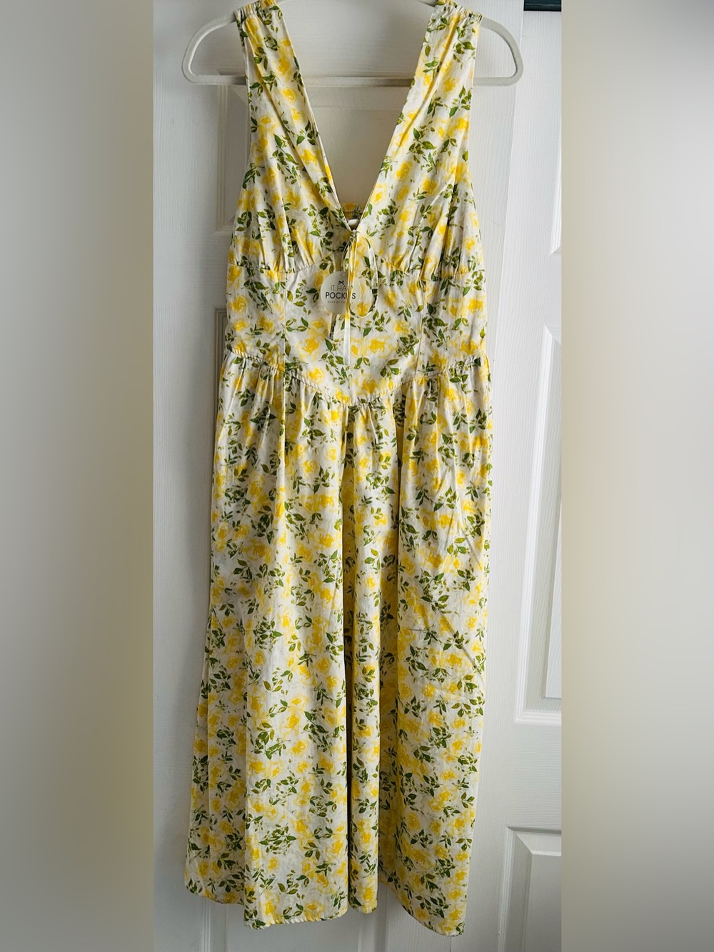 Yellow Rose Cottagecore V-Neck Summer Dress